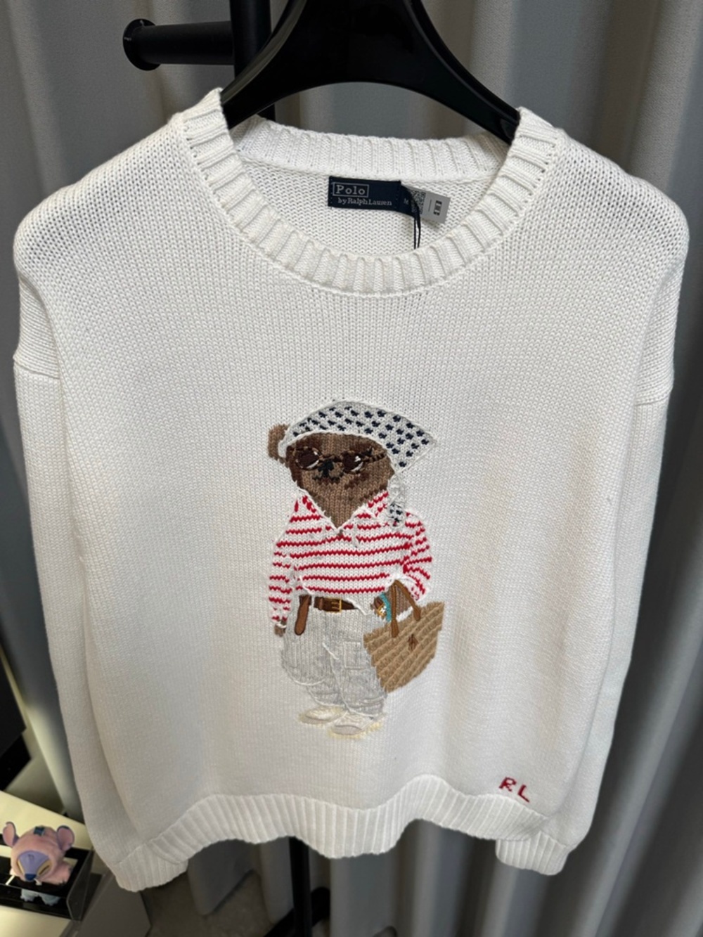 Polo Ralph Lauren Beach Bear Crewneck Knit Sweater White - Picture 4 of 8
